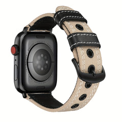 Nylon Spliced Cowhide Watch Strap for Smart Watch