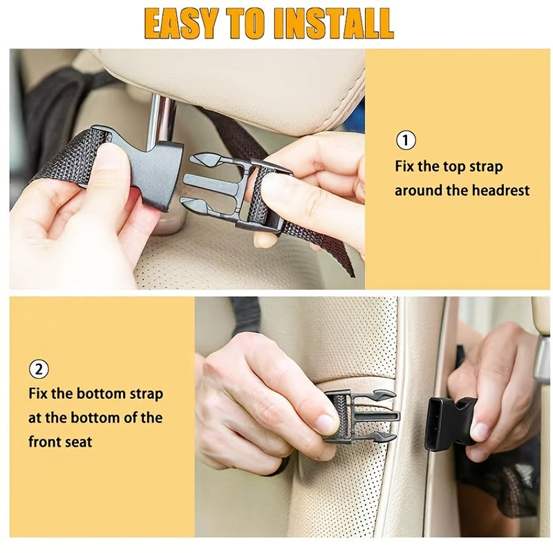 Car Rear Seat Storage Bags 6 Pockets Anti Kick Mat Hanging Bag