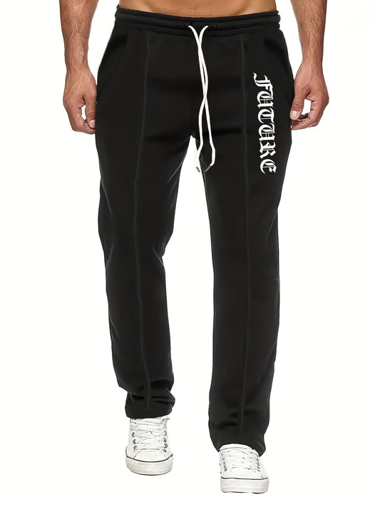 Men's Letter Print Joggers Casual Loose Fit Drawstring Pants