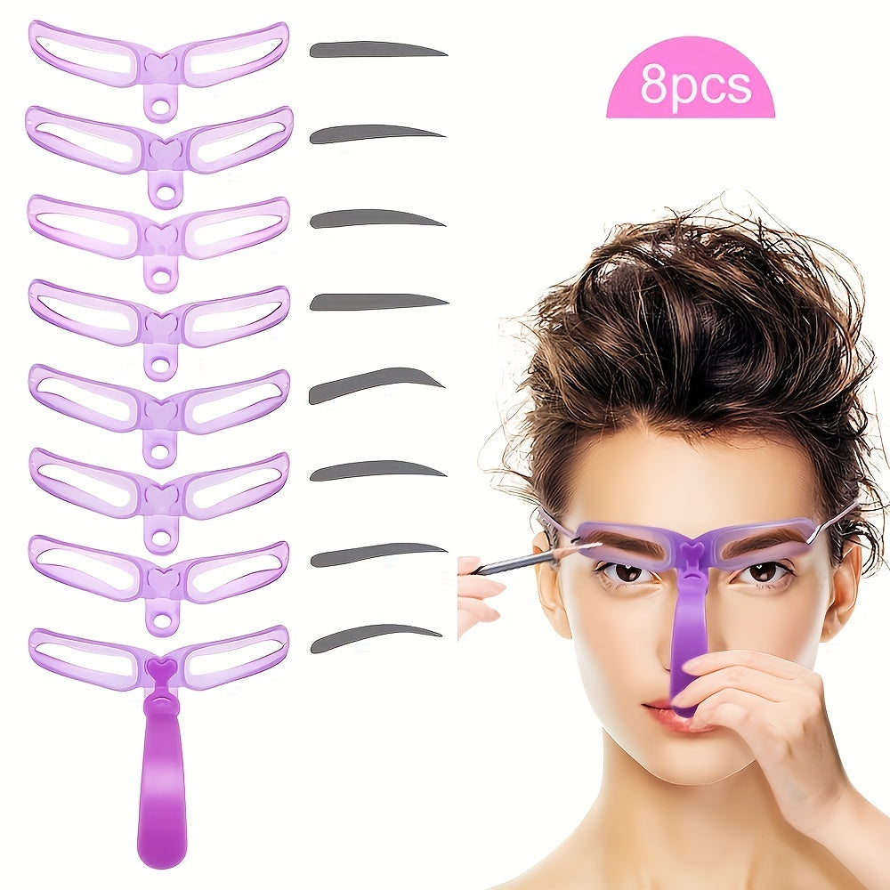 Eyebrow Stencils with Handle and Strap 8 Styles for Perfect Shaping