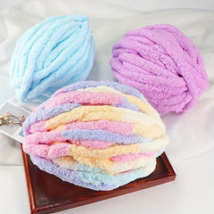 Chunky Chenille Blanket Yarn DIY Kit - Cozy Cushion - Large Thick Ice Bar Line