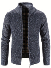 Men's Warm Geometric Pattern Cardigan