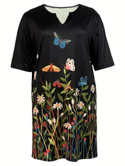  Casual Dress Women's Plus Graphic Print Half Sleeve