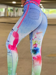 Floral Print Slim Leggings High Waist Summer Leggings