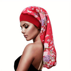 Floral Print Bandana Turban Cap Soft Silk Satin Sleep Cap