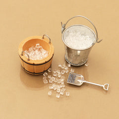 3pcs Doll House Mini Ice Bucket Set with Small Ice Cubes & Shovel