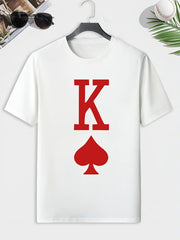 Men's Spade K Print T shirt Active Crew Neck Tee Men's Clothing