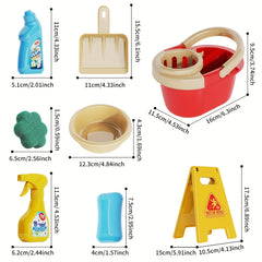 Kids Cleaning Toy Set - 13pcs with Realistic Tools