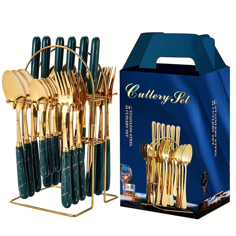 24 pcs Flatware Set for 6 Sturdy Durable Silverware Entertaining Everyday Use
