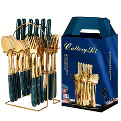 24 pcs Flatware Set for 6 Sturdy Durable Silverware Entertaining Everyday Use