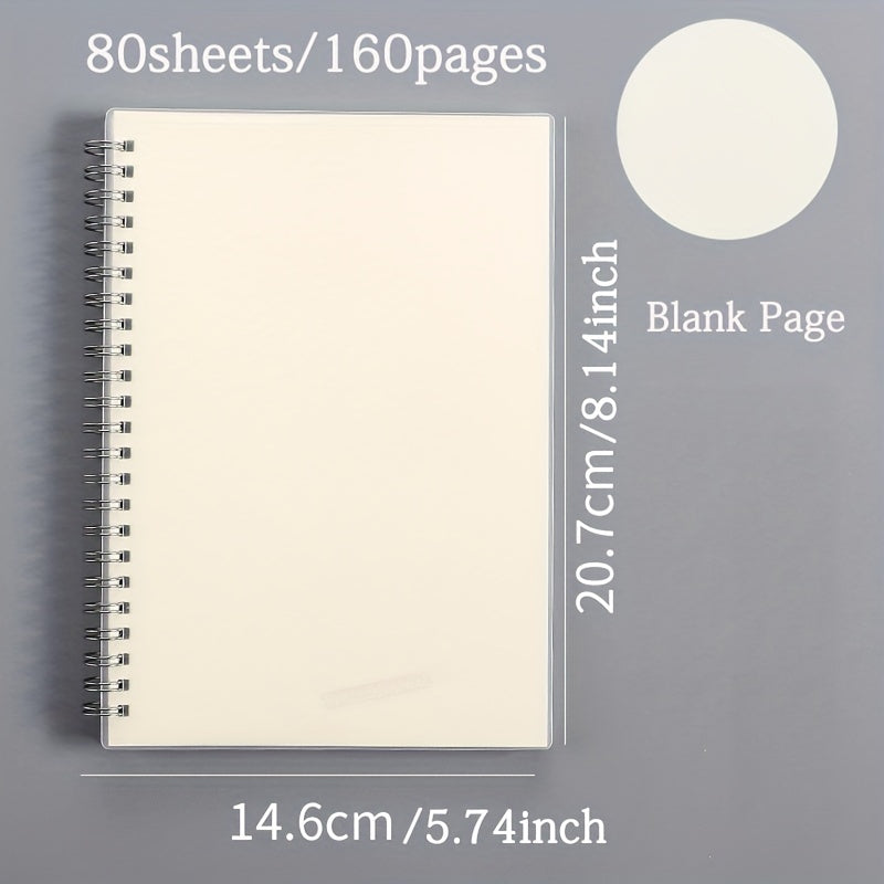 A5 Spiral Hardcover Notebook 80 Sheets Horizontal Line Grid Blank Inner Page