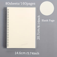 A5 Spiral Hardcover Notebook 80 Sheets Horizontal Line Grid Blank Inner Page