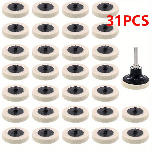 9pcs Wool Fabric Buffing Pads Wheels Disc Holder Set