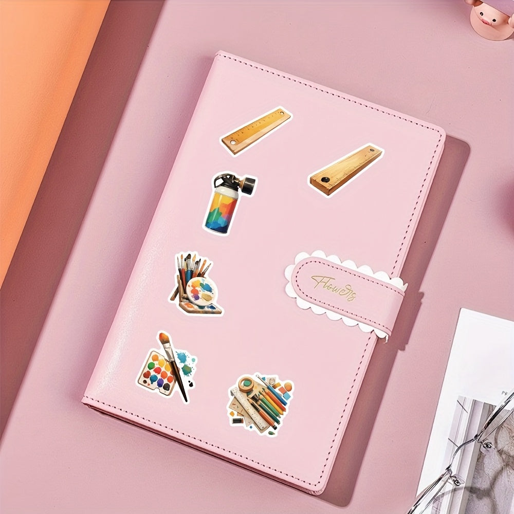 55pcs School Supplies Art Stickers Waterproof Vinyl Decals