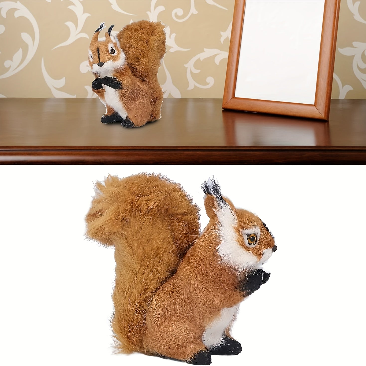 Simulation Squirrel Model Statue Realistic Plush Material Home Garden Ornament