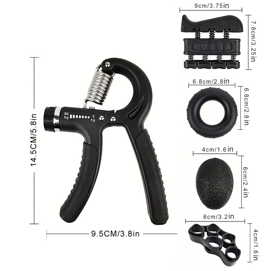 Hand Grip Strengthener Set - Finger Sleeves, Egg Shape Ball, Grip Ring