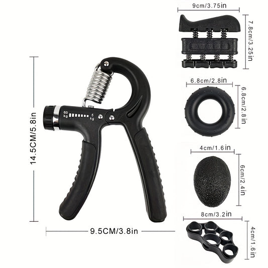 Hand Grip Strengthener Set - Finger Sleeves, Egg Shape Ball, Grip Ring