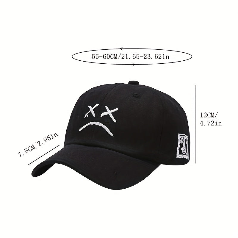 Crying Face Embroidered Baseball Cap Outdoor Sunscreen Peaked Cap