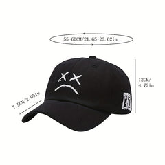Crying Face Embroidered Baseball Cap Outdoor Sunscreen Peaked Cap