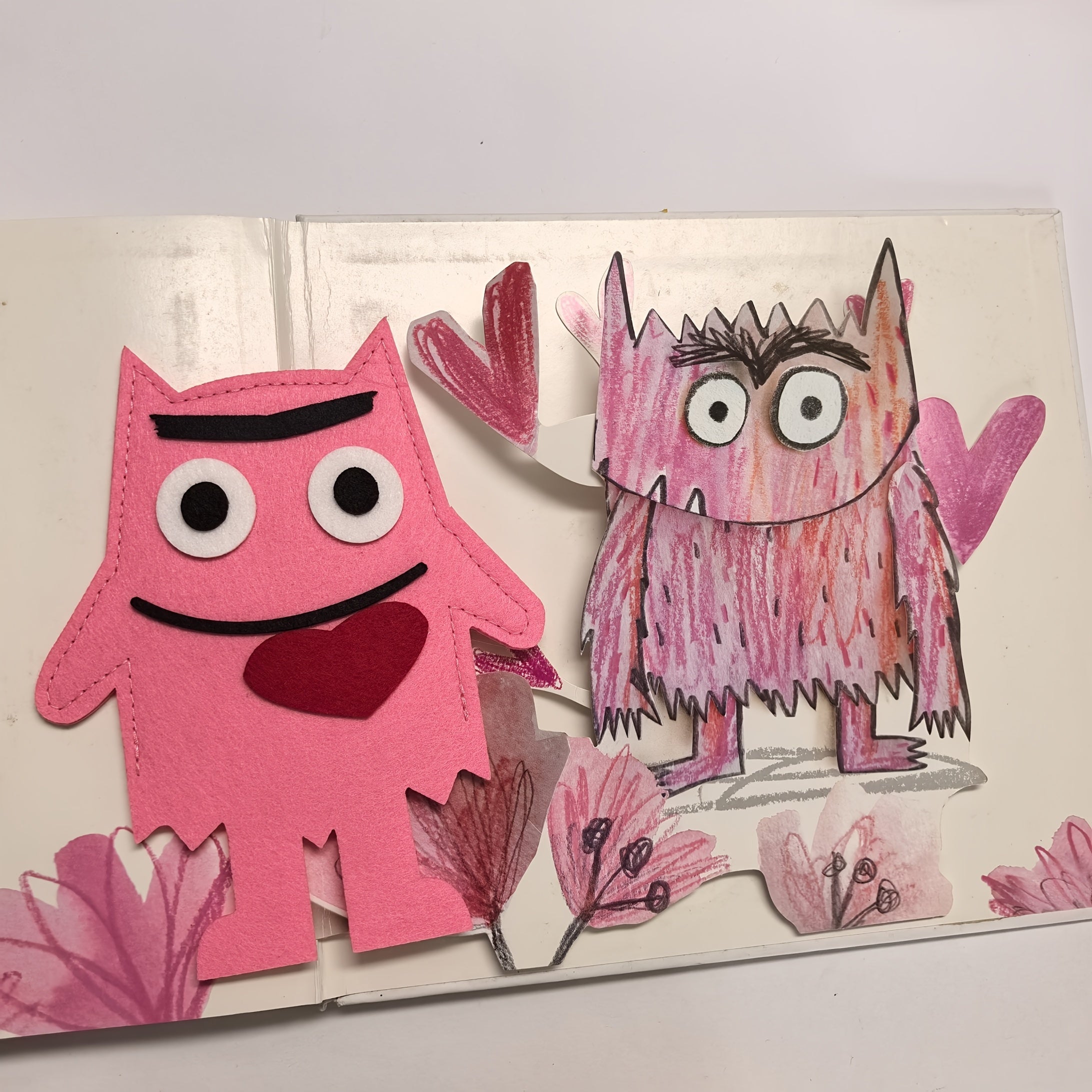 14pcs Monster Felt Puppet English Book Emotional Recognition Props