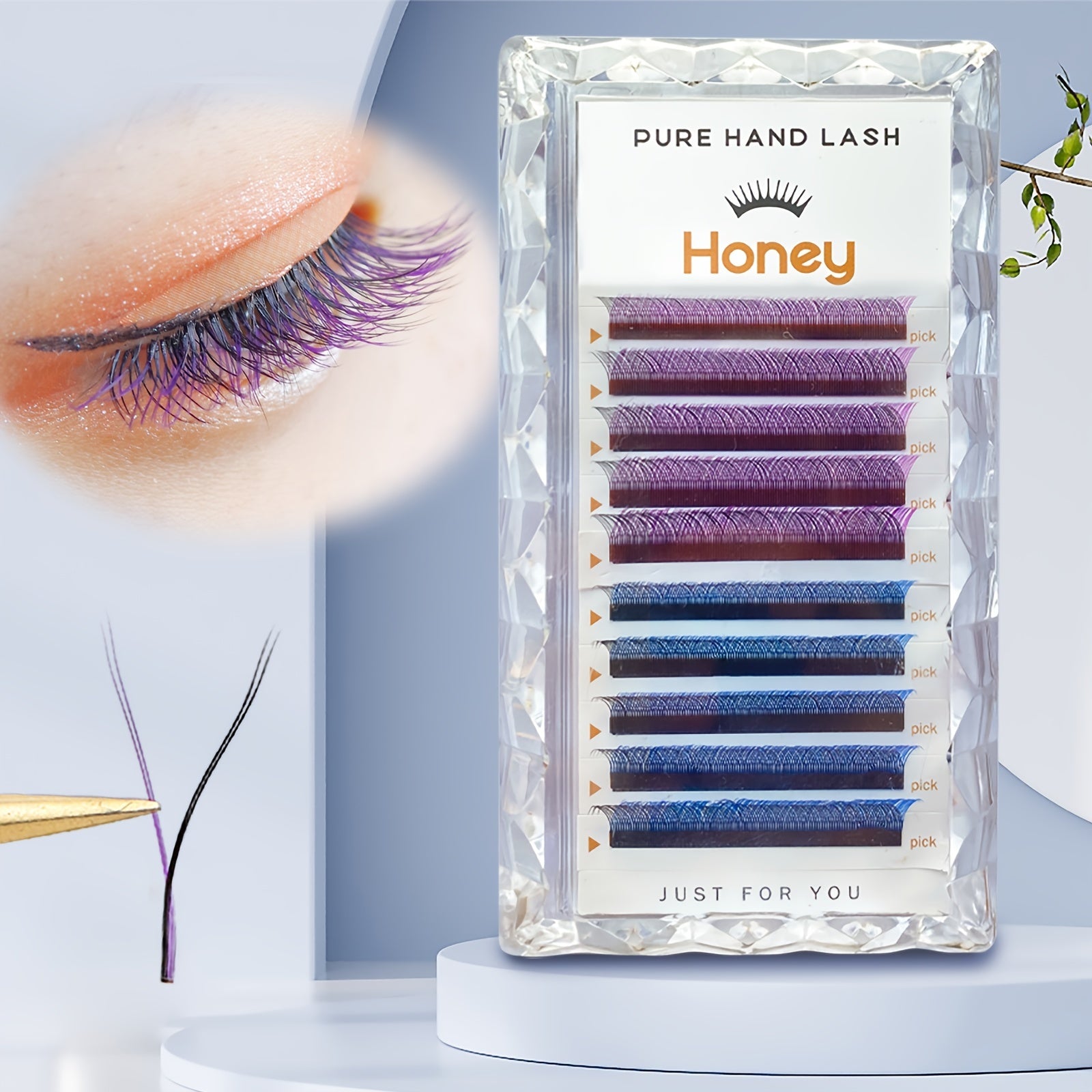 Purple YY Shape Volume Lashes 10-14mm Eyelash Extensions for Natural Look