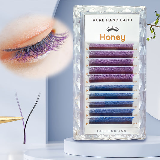 Purple YY Shape Volume Lashes 10-14mm Eyelash Extensions for Natural Look