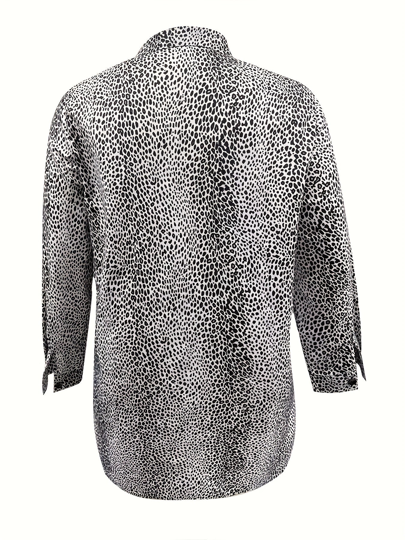 Women's Plus Leopard Print Button Up Long Sleeve Shirt Mini Dress