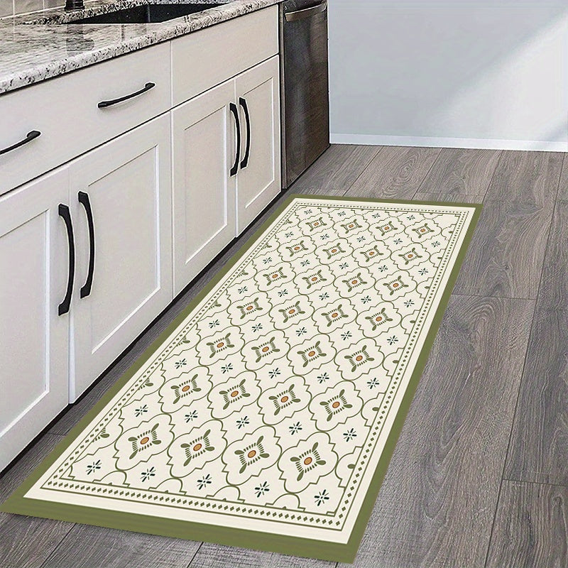 Green Geometric Pattern Kitchen Floor Mat