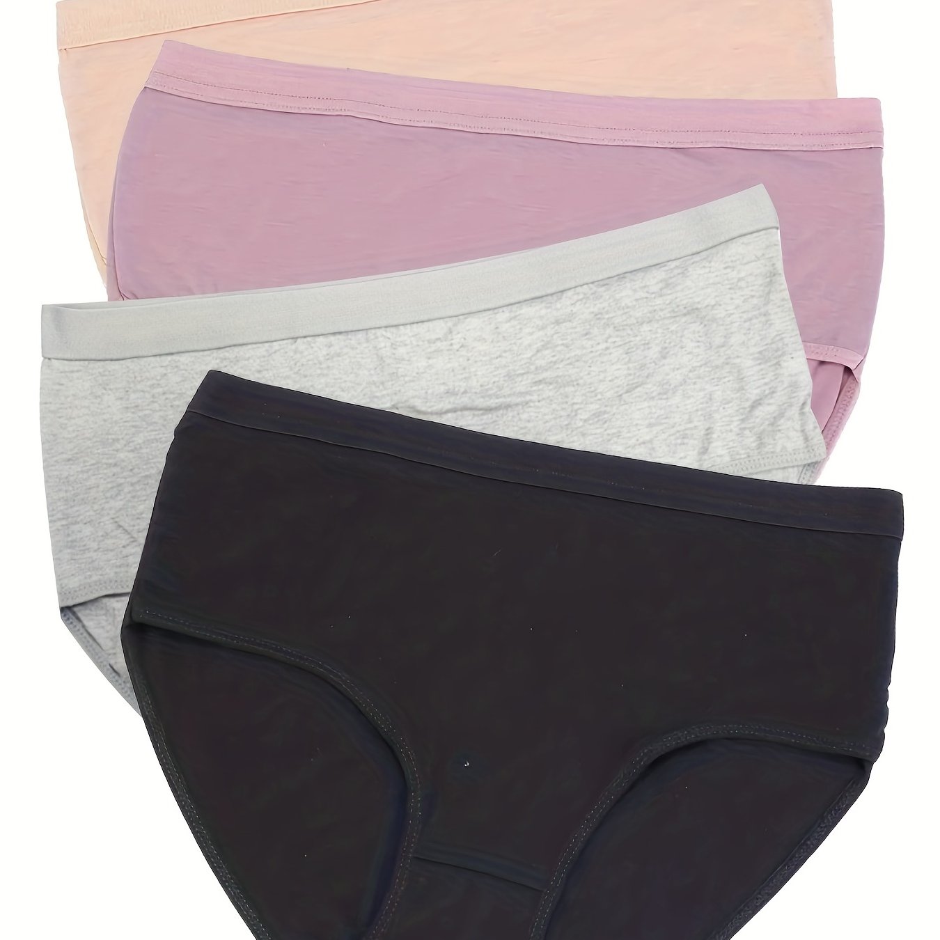 4 Pack Plus Size Basic Underwear Set Women's Plus Medium Stretch