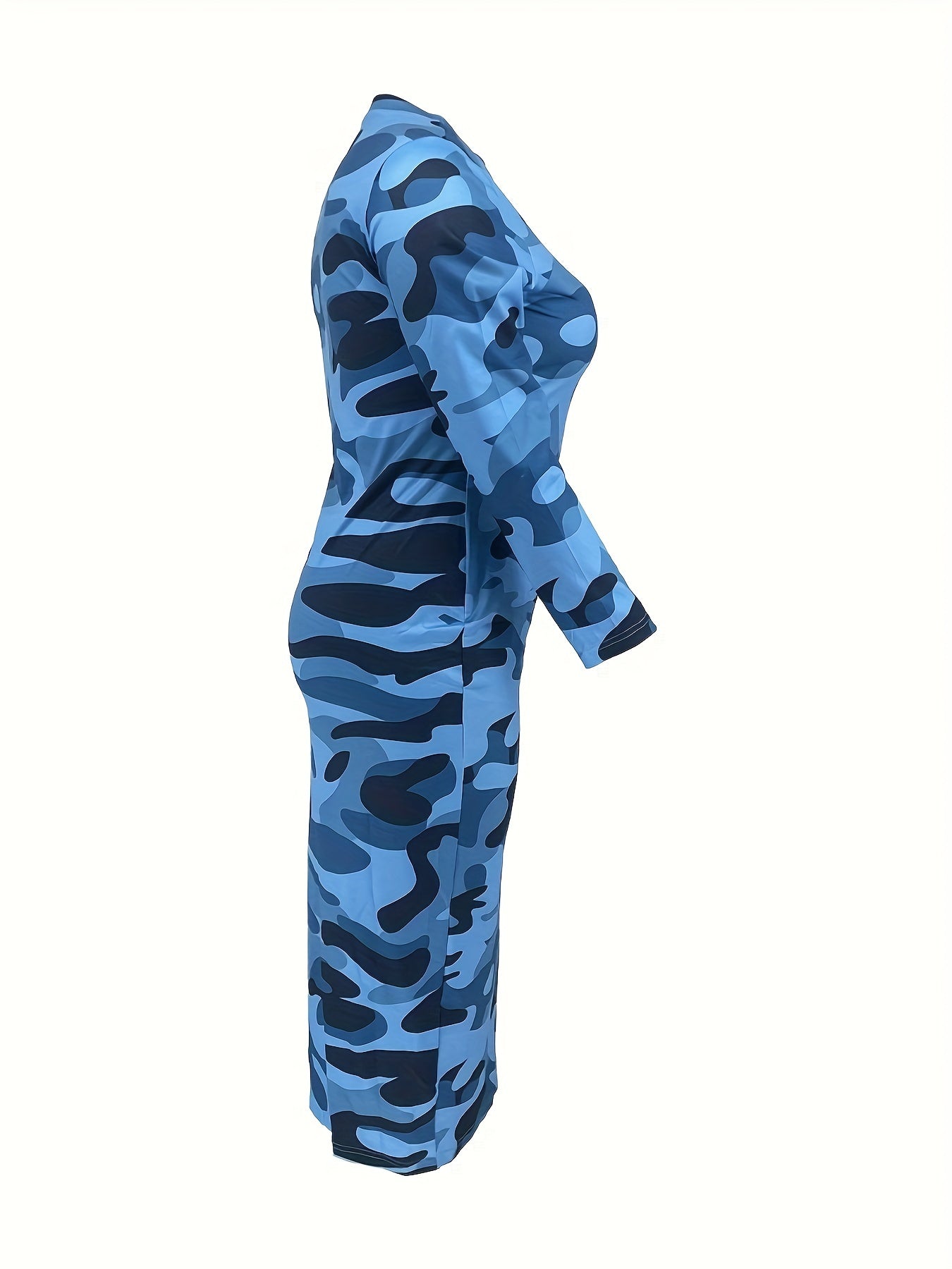  Printed Long Sleeve Maxi Dress