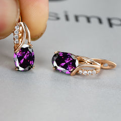 Vintage Oval Cut Marble Zircon Earrings - Bridesmaid Gift