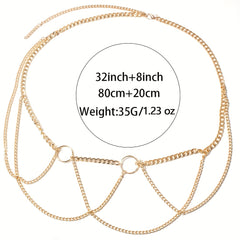 Punk Layered Body Chains Hollow Out Waist Chain Vintage Body Jewelry