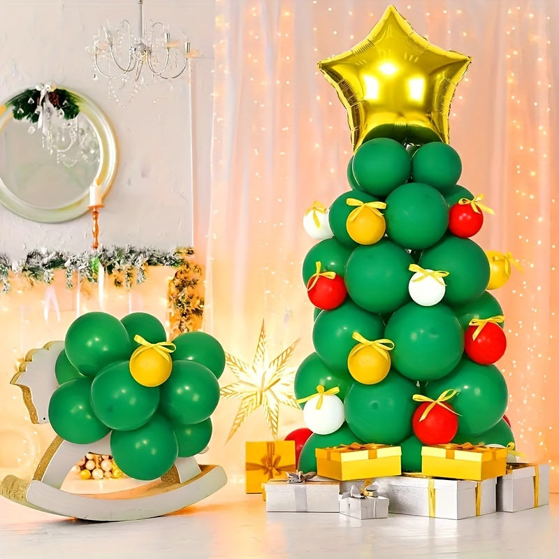 138pcs Christmas Styling Tree Latex Balloon Set Green Red Golden