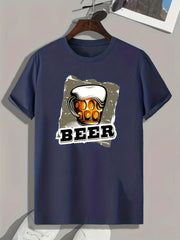 Beer Print Men's Graphic T shirt Casual Comfy Tees For Summer