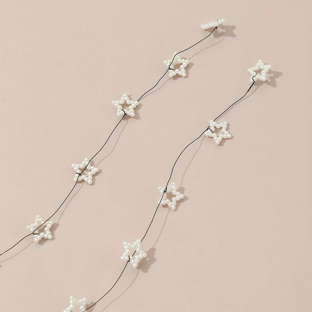 2pcs Fairy Faux Pearl Hair Chain Invisible Clip Girls Hair Accessories