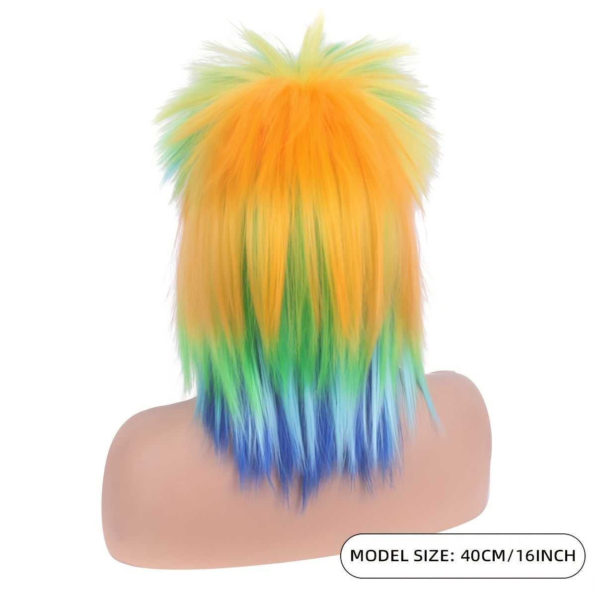 Rainbow Spiky Mullet Wig Cockscomb Wig Synthetic Wig With Bangs