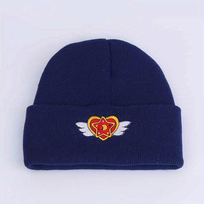 Heart Wings Embroidered Knit Beanie