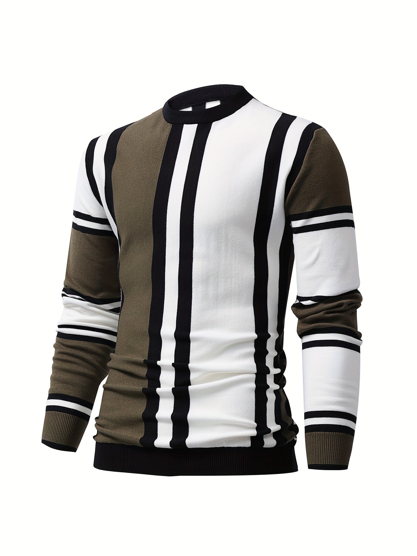 Men's High Stretch Crew Neck Pullover Sweater for Fall Winter