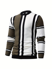 Men's High Stretch Crew Neck Pullover Sweater for Fall Winter