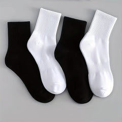 Men's Solid Breathable Sports Crew Socks - Daily Wear
