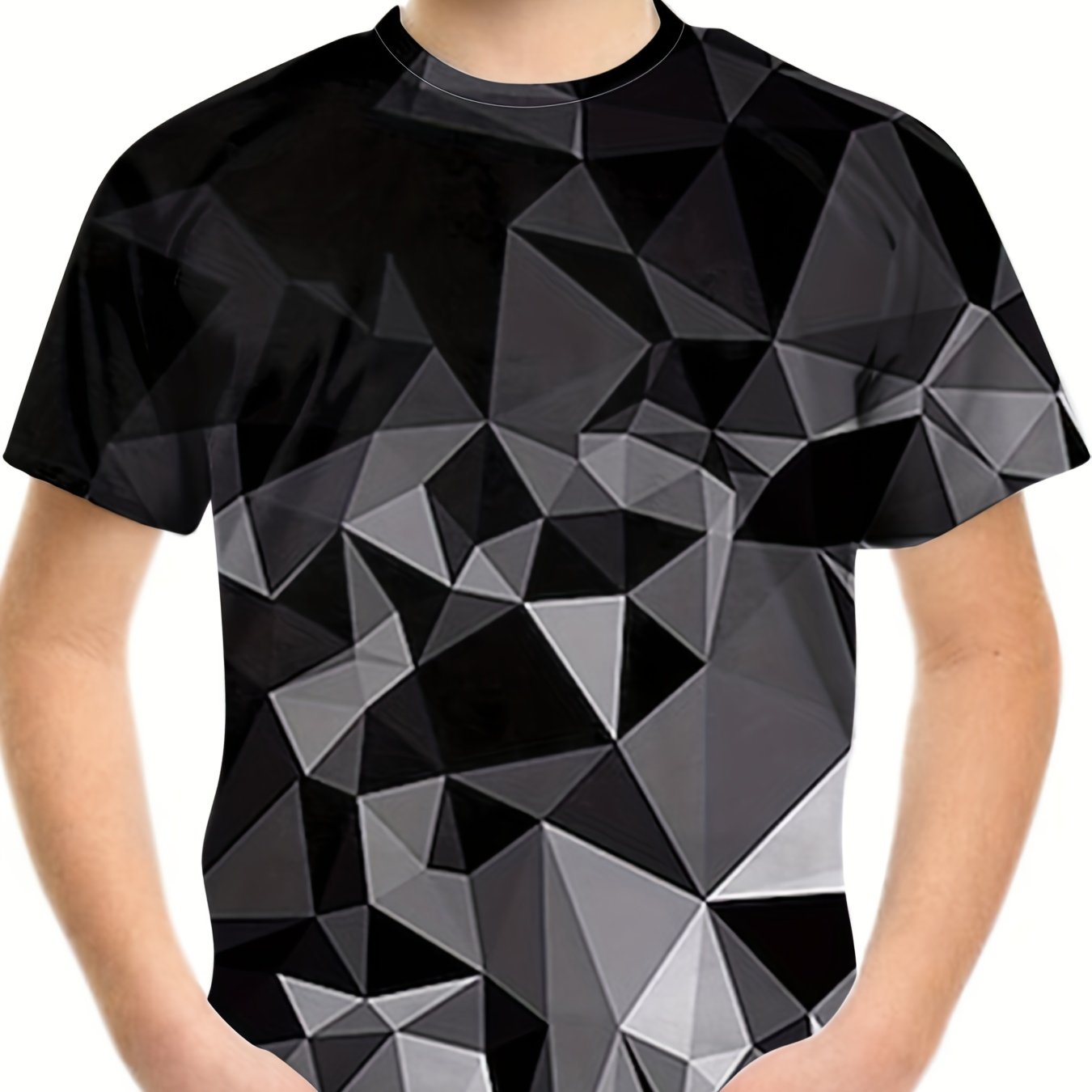 Boy's Geo Graphic T-shirt Stretch 3D Print Loose Tee Kids Summer Clothing