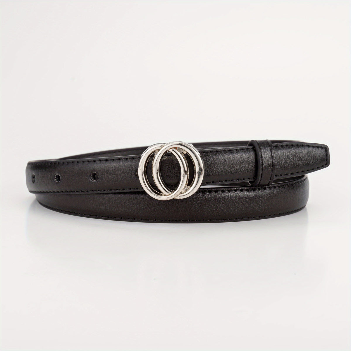 Smooth Double Connection Oval Buckle Head Leather Belt For Boys And Girls