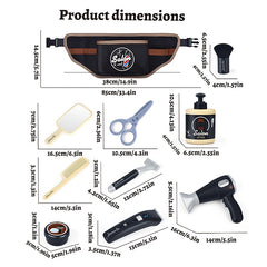 Kids Barber Shop Pretend Play Set with 10 Styling Tools & Portable Waist Bag