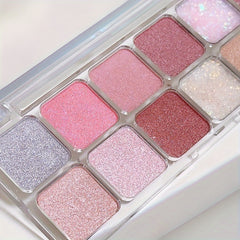 12 Glitter Eyeshadow Palette Pearl Sparkle Brown Pink Purple