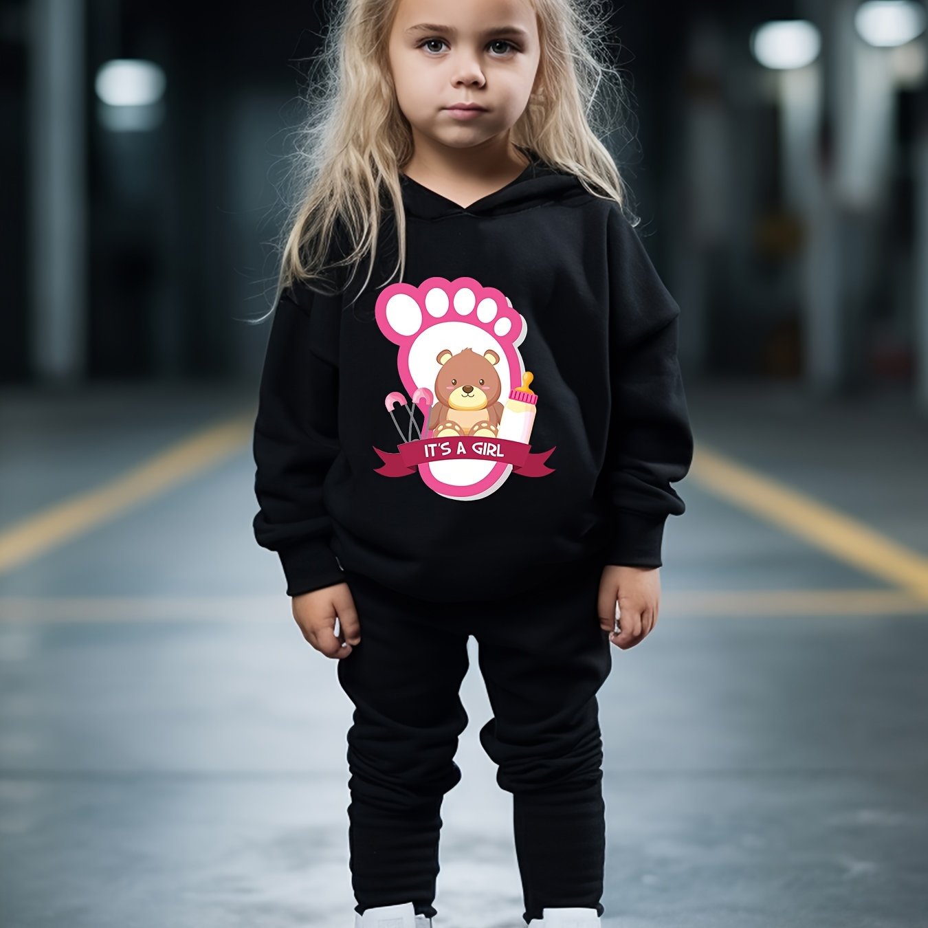 Baby Bear Print Hoodies Pants Set Spring Fall Sports Christmas Gift