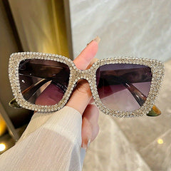 Y2K Cat Eye Sunglasses Rhinestone UV400 Summer Beach Decorative Glasses