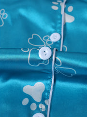  Nightgown Women's Plus Paw Print Nightdress With Pocket