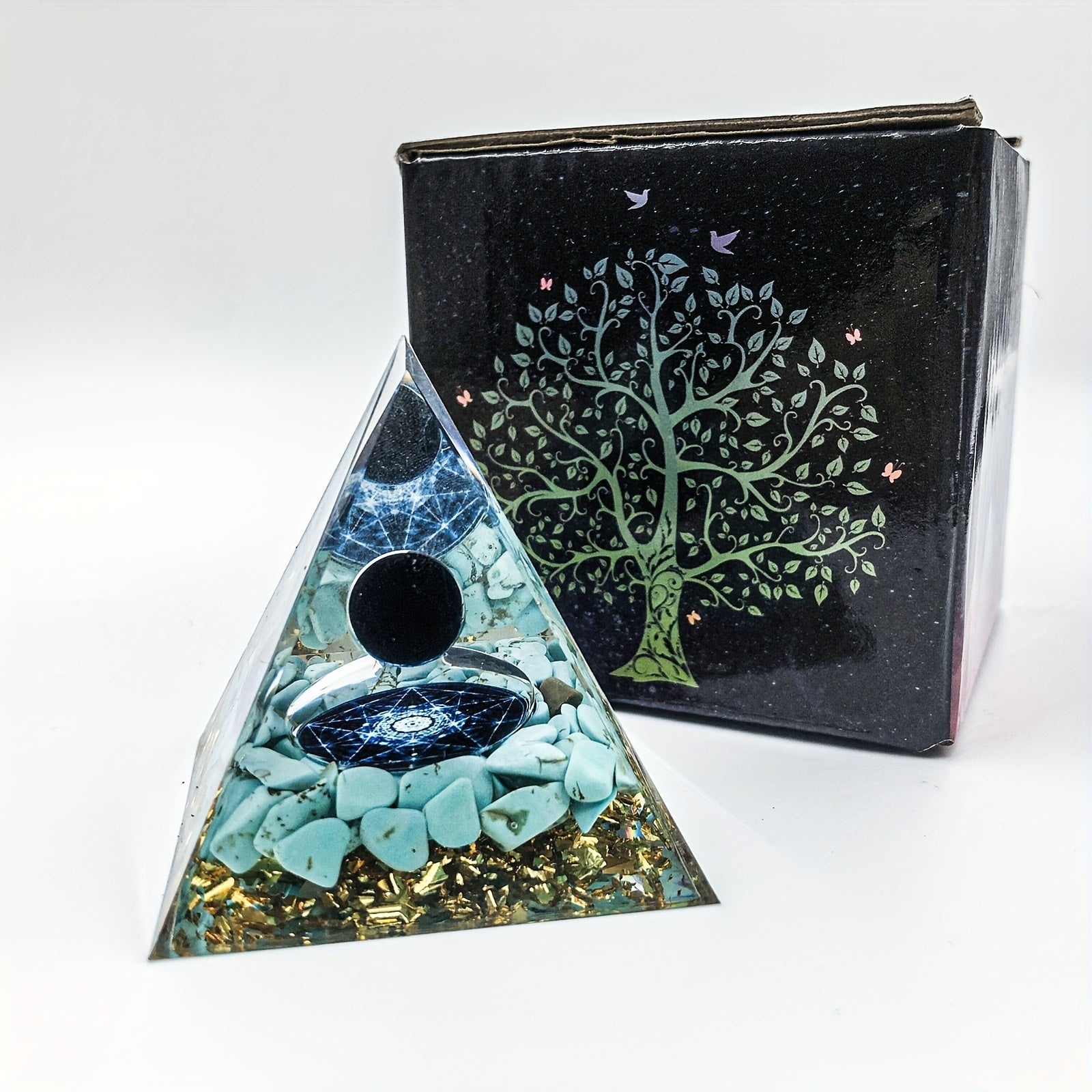 Orgone Pyramid For Positive Energy w/ Protection & Crystals Energy Generator