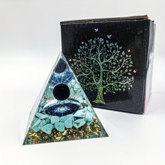 Orgone Pyramid For Positive Energy w/ Protection & Crystals Energy Generator