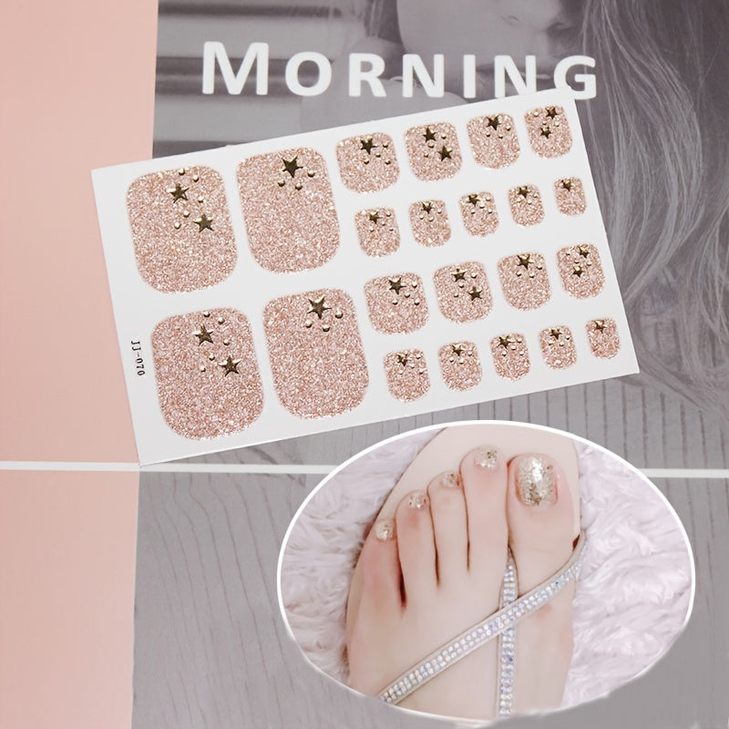 Self Adhesive Toe Nail Stickers Decals Full Wraps for Women Girls